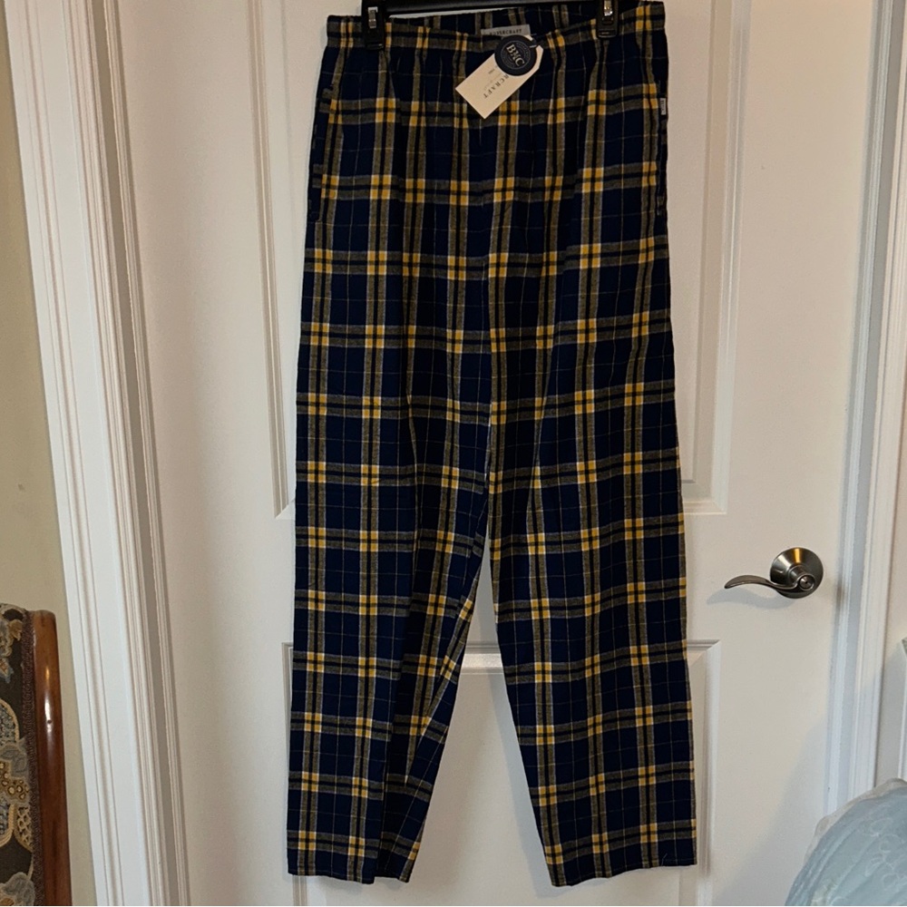 Boxercraft Men's Plaid Pants in Navy and Yellow NWT